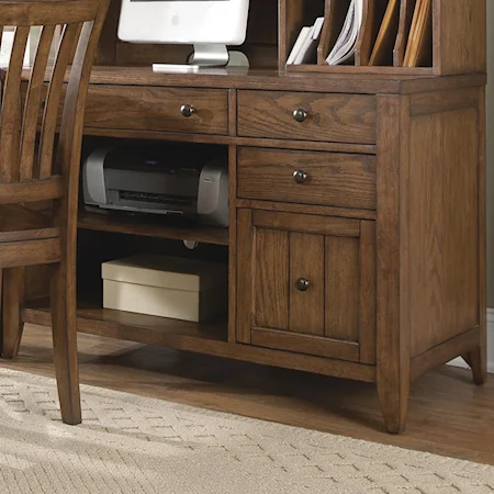 Computer Credenza with Shelves and Drawers